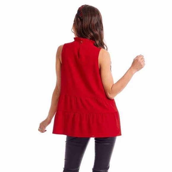 BOGO Sleeveless Red Ruffle Dress Festive Flounce Top - Picture 3 of 4